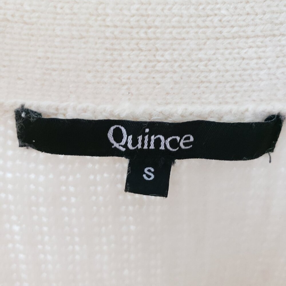 Quince Mongolian Cashmere Fisherman Boxy Cropped Cardigan Sweater Womens Ivory S - Picture 6 of 7